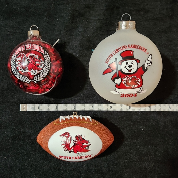 University of South Carolina Christmas Glass Ornaments,  bundle of 3 - Picture 4 of 5